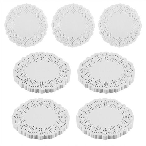 Napperons en papier dentelle, 100 pièces, sets de table ronds décoratifs de 11,5 cm, doublures pour gâteaux, desserts et pâtisseries. (1/5)