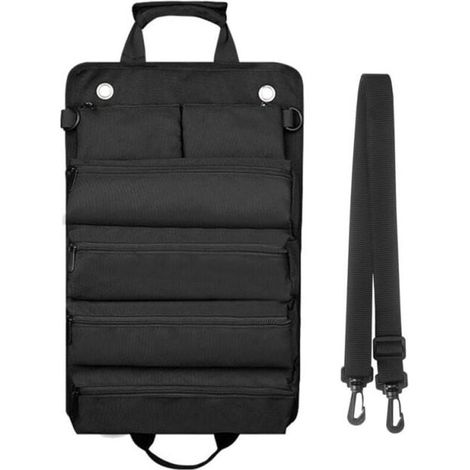 Black Roll-Up Tool Bag for Men/Women, Waterproof and Durable Roll-Up Tool Organizer, Multifunctional Shoulder Strap, Portable Heavy Duty Roll-Up Bag (1/4)