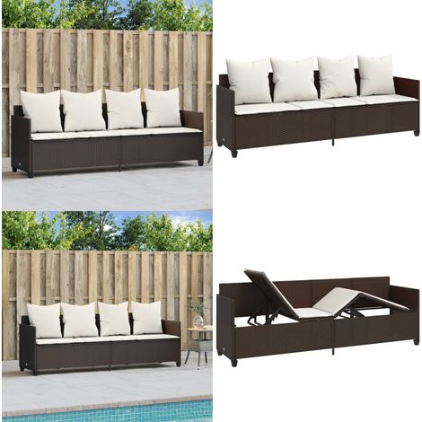 Sonnenliege mit Kissen Braun Poly Rattan - Sonnenliege - Gartenliege - Relax Liege - Poolside Lounge Chair - Outdoor Möbel - Home & Living (1/5)