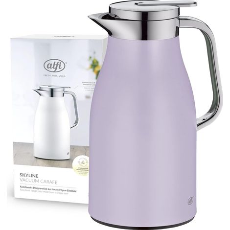 lavender mat, pichet isotherme inox avec intérieur en verre trempé hygiénique, bouchon vissé avec bouton poussoir très pratique, poignée ergonomique, cafetière, théière (1/5)
