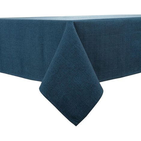 Nappe bleu marine 140x180 cm, hydrofuge, aspect lin, infroissable
