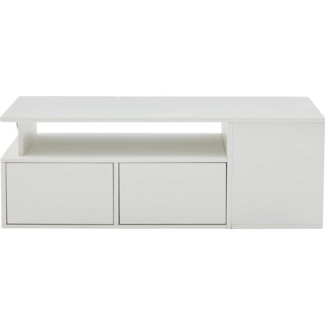Couchtisch, modernes Design, RGB-Beleuchtung, WEISS (1/2)
