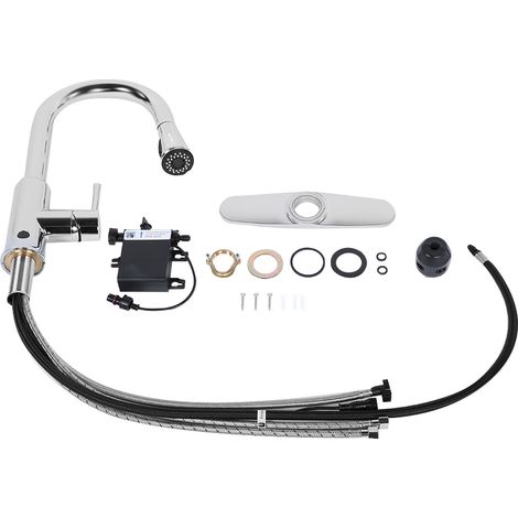 Robinet d'évier de cuisine avec douchette extractible, capteur de mélange eau chaude/eau froide, chromé, filetage UK 1/2 (1/5)