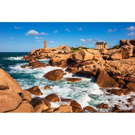 Tableau sur toile côte de granit rose 65x97 cm - Impression sur Toile Murale Décorative - Image imprimée en HD sur Toile - Toile sur Châssis en Bois FSC - Fabriqué en France (1/5)