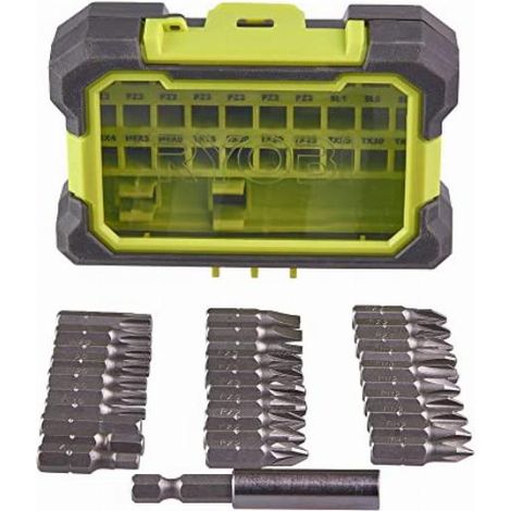 151902 Set di accessori per cacciavite Ryobi da 28 pezzi: 20 punte per cacciavite da 25 mm, 7 punte per cacciavite da 50 mm, portapunte magnetico (1/4)