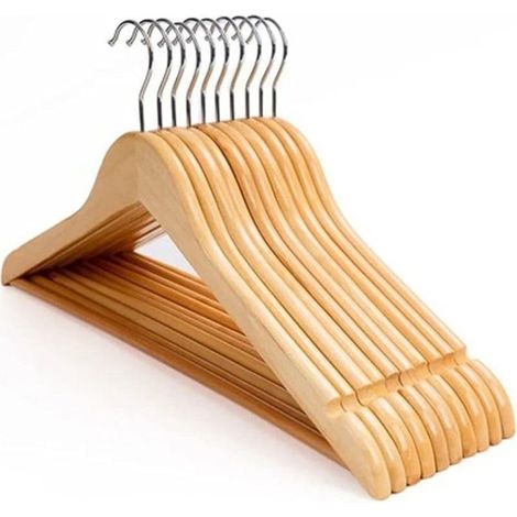 Cintres en bois pour vêtements, chemises, robes, pantalons, antidérapants, 10 pièces-44.5cm - RWPortant (1/5)
