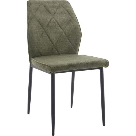 Home Heavenly® - Pack 4 sillas comedor tapizadas PATRICE, respaldo ergonómico detalle rombos y patas metal negro. 86,5x46x56 cm. Color: Verde (1/5)