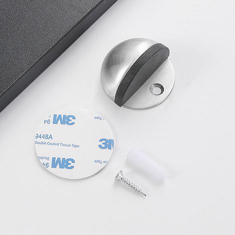 Funktionaler Türstopper. Schützt Wände und Türen vor Stößen. Aus Edelstahl. Mit Klebebefestigung. (1/2)