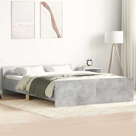 Bed Frame without Mattress Concrete Grey 135x190 cm Double vidaXL (1/5)