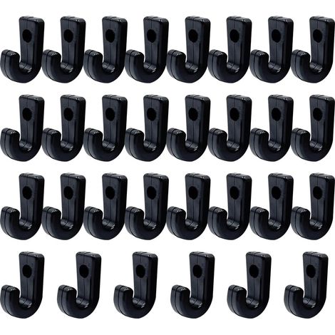 30 Pièces Kayaks Crochets d'Arrimage en Forme de J,Crochet arrimage Kayak,Noir Nylon Arrimage Crochets,pour Kayak Canoës Bateaux Yacht Bungee(sans vis)