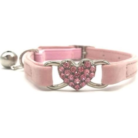 Collier pour animal de compagnie - MARQUE - Modèle - Rose - Ajustable 20-25 cm - Cœur en cristal (1/4)