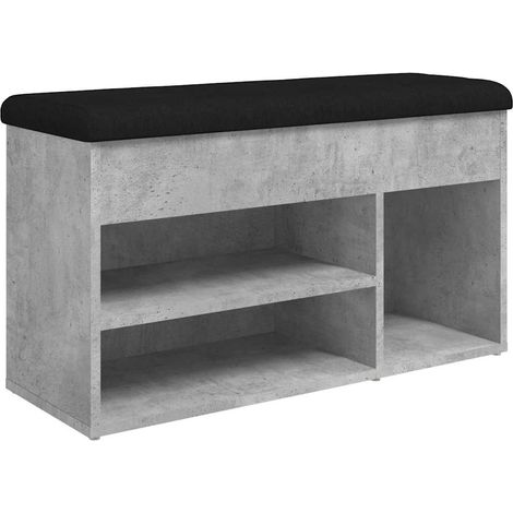 Banc à chaussure Meuble à chaussures gris béton 82x32x45,5 cm bois d'ingénierie (1/5)
