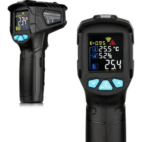 Thermomètre industriel portable de haute précision pour thermomètre infrarouge, IRO1C -50-550℃ + température et humidité ambiantes (1/5)