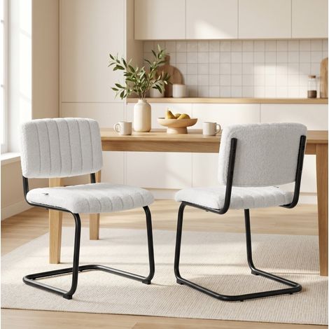 2 sillas de comedor suspendidas, respaldo alto, efecto Teddy crema DESVIAE (1/5)