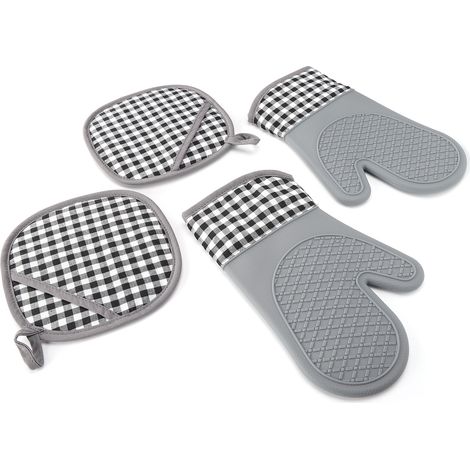 Küchenhandschuhe aus Silikon und Baumwolle, Set mit 2 hitzebeständigen Isolierhandschuhen für Backofen und Gebäck, für den Hausgebrauch. (1/5)