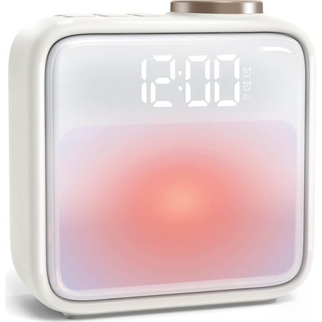 ambiances sonores et bruit blanc - Réveil avec veilleuse - Batterie intégrée - Double alarme et fonction snooze - Idéal pour les gros dormeurs (1/5)