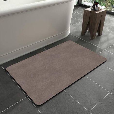 Tappetino da bagno antiscivolo super assorbente in diatomite, tappetino da bagno in microfibra, morbida microfibra ad asciugatura rapida, per porte del bagno, soggiorno (marrone, 60x90 cm) (1/4)