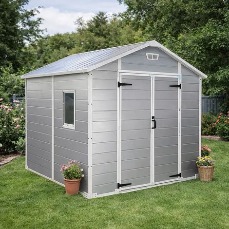 Abri de jardin Lys en plastique hauteur 222 cm - 2 portes 4,18m²