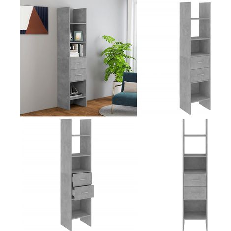Bibliothèque Gris béton 40x35x180 cm Bois d’ingénierie - Bibliothèque Murale - Bibliothèque Design - Bibliothèque Gris - Bibliothèque Rangement - Meuble Rangement - Home & Living (1/5)