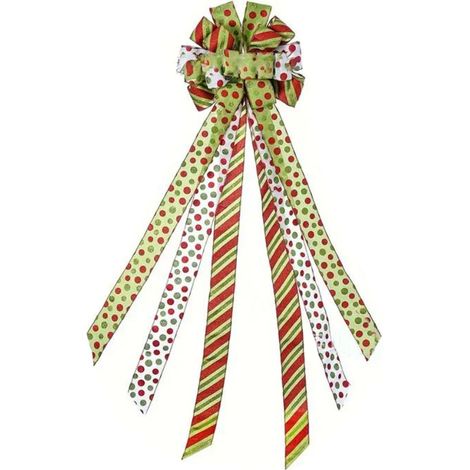 Nœud décoratif pour sapin de Noël, grand nœud cadeau à pois rouges et verts, idéal pour les fêtes, fait main, pour la maison, les mariages, l'intérieur et l'extérieur. (1/5)