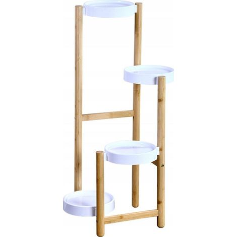 Kesper Support à fleurs beige et blanc en bambou (1/3)