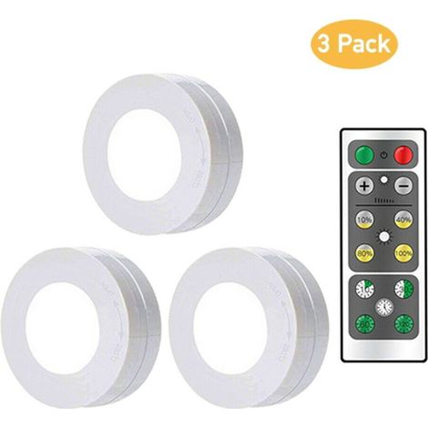 Éclairage Armoire LED - Télécommande Incluse - 3 Pièces - 4 Niveaux de Luminosité - Blanc Chaud Doux - Autonome sur Piles AAA - Pour Armoire, Placard, Chambre (1/5)