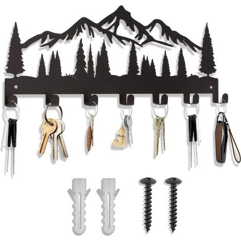 Portachiavi da parete in metallo con 7 ganci，Organizer decorativo per ingresso，Berg en Dennen Design，30 x 13 cm (1/5)