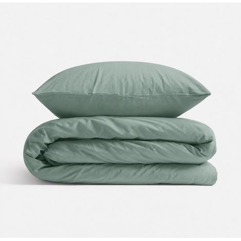 Juego de ropa de cama infantil de algodón, 2 piezas, funda de almohada de 40x60 cm y funda nórdica de 12x90 cm - color salvia (1/5)