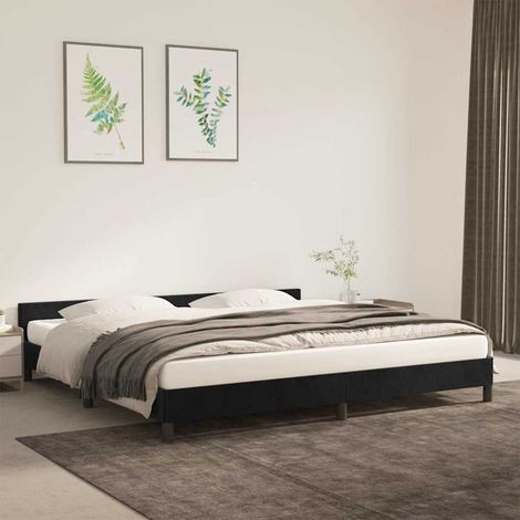 Estructura cama sin colchón terciopelo negro 200x200 cm (1/5)