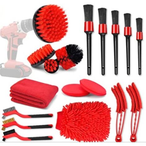 HANBING Kit de nettoyage de voiture 18 pièces brosse climatisation sortie d'air nettoyage corps polissage épilation voiture beauté Kit (1/4)