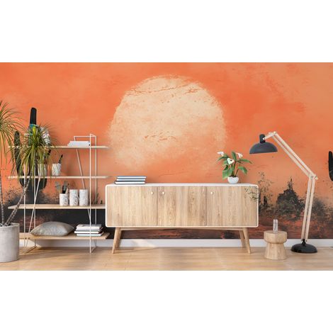 Papier peint déserts - oasis cactus crépuscule - 150 x 250 cm (1/2)