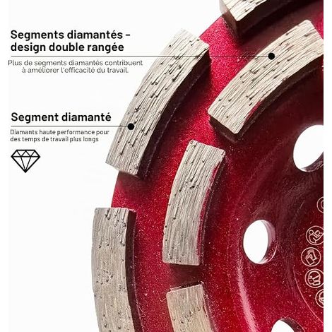 Roue diamantée 125mm×22.5mm Double range pour béton, pierre, pierre naturelle, colle carrelage, granite et maçonnerie (1/3)