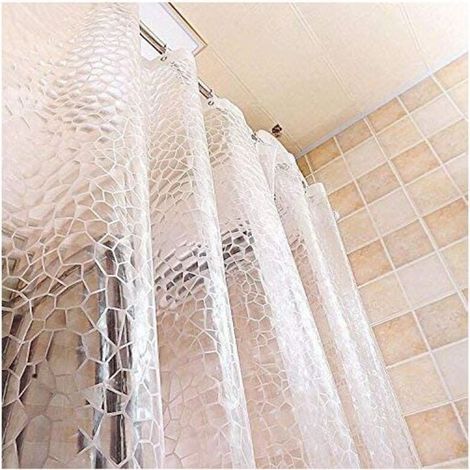 Thick EVA shower curtain 180 x 200 cm – Waterproof and mildew-resistant – Semi-transparent 3D pattern for bathroom (1/5)