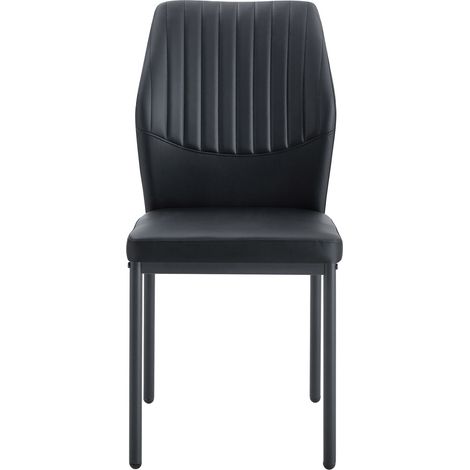 Set mit 4 schwarzen Esszimmerstühlen aus PU mit Metallbeinen, moderner Light-Luxury-Stil (1/5)