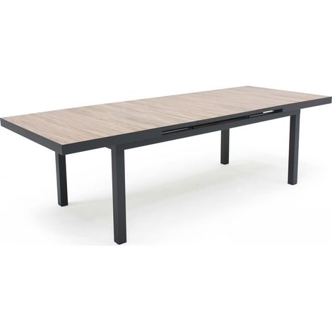 Table extensible aluminium et céramique imitation bois - Tivoli