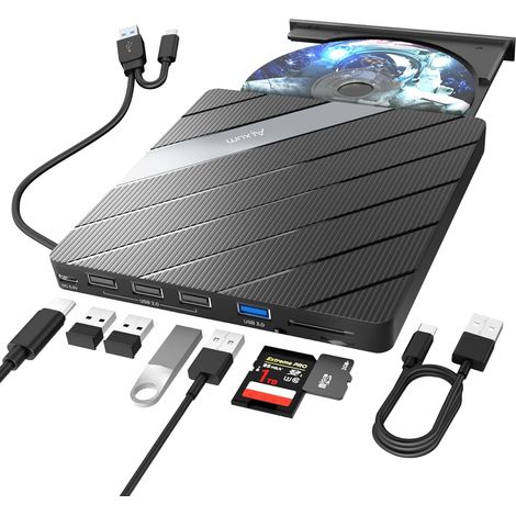 Lecteur CD Externe pour PC-Lecteur DVD Externe avec Fente pour Carte CD (1/5)
