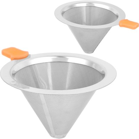 Filtre double couche en acier inoxydable pour machines à café, gobelet filtre sans papier, filtre pour cafetière à filtre, orange, pour 1 à 2 personnes. (1/5)