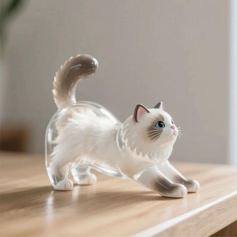 Boîte de rangement transparente en forme de chat pour poils d'animaux K A2 (1/5)