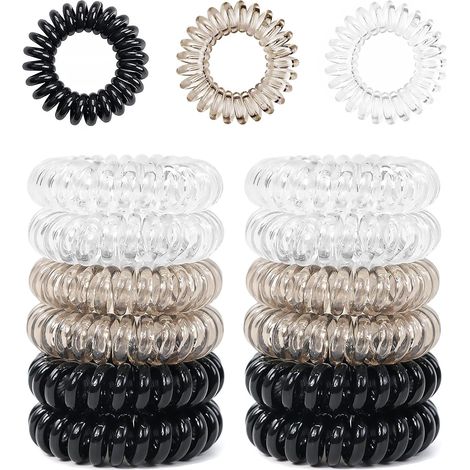 12 Pièces Élastiques Cheveux et Chouchous Spiralés, Accessoires Femmes et Filles (1/5)