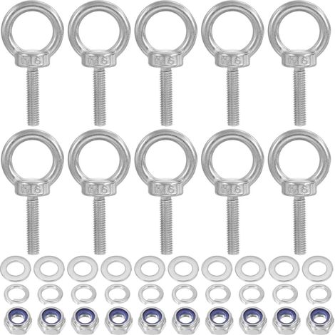 M6x25mm Boulon À Œil Avec Écrou Inox 304 Argent 10 Pièces (1/5)
