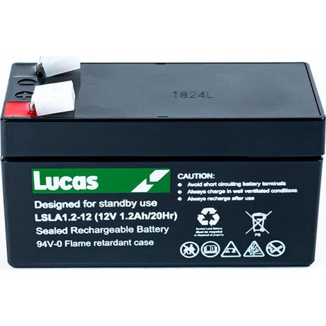 Batterie plomb étanche 12V 1.2Ah – Technologie VRLA AGM – Performance durable pour applications stationnaires – Idéale pour systèmes de sécurité – Lucas (1/3)