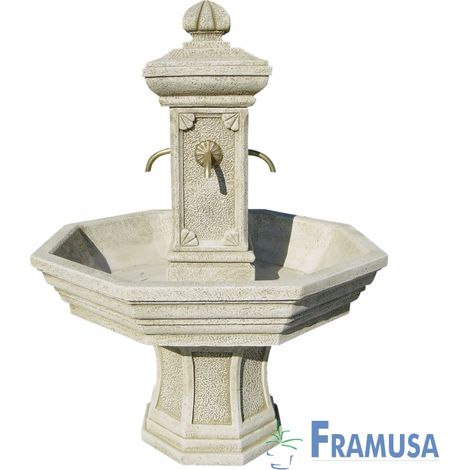 FUENTE DE PIEDRA ARTIFICIAL CENTRAL ADONIS VERDE CON BOMBA PARA JARDIN (1/2)