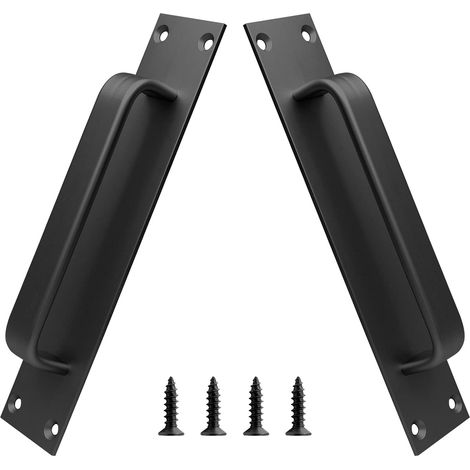 Poignée pour porte de grange coulissante en alliage d'aluminium, noire, 7,9 pouces, lot de 2 (1/5)