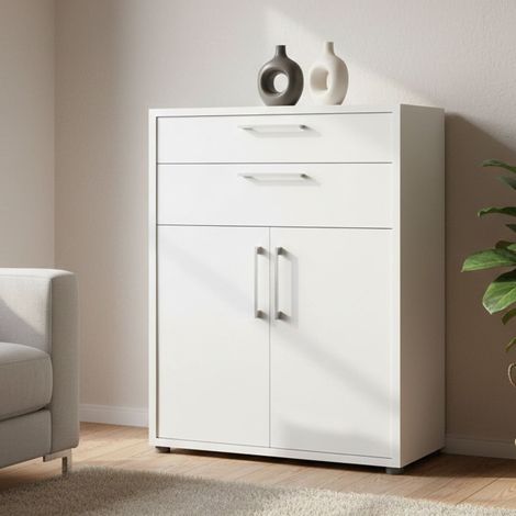 Dmora - Credenza Jemima, Buffet da soggiorno, Madia da salotto, Dispensa da cucina, 89x40 h113 cm, Bianco (1/5)
