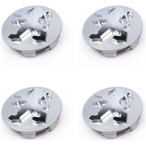 Lot de 4 capuchons Peugeot en alliage, pour moyeux de roue - 60 mm. (1/3)