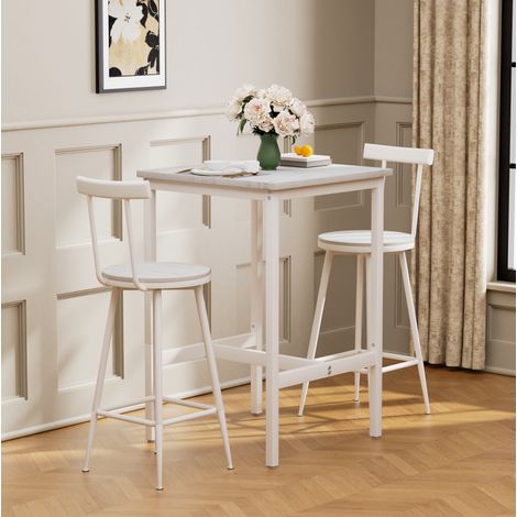 Tisch Esstisch platzsparend Set 60x60 cm Stahl Weiß OKMYHOME