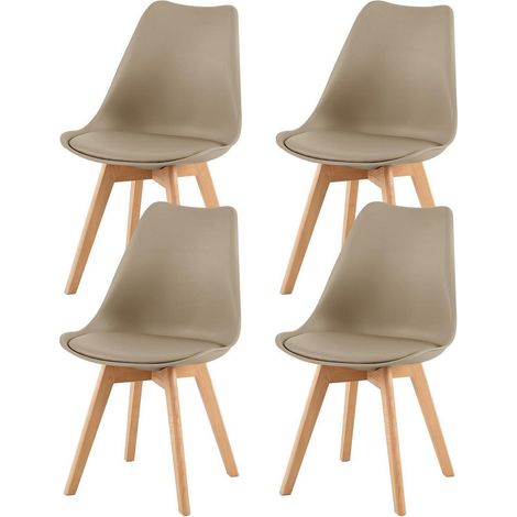 4er Set Esszimmerstühle Khaki, Skandinavisch, Gepolstert, Holzbeine (1/5)