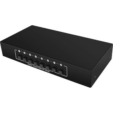 Commutateur AV 8 entrées/1 sortie, boîtier de sélection audio/vidéo/canal gauche/droit, commutateur/distributeur RCA composite 8 ports, compatible avec les décodeurs et les téléviseurs HD. (1/5)