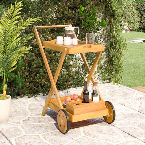 vidaXL Chariot à thé 54x87x90 cm bois massif d'acacia (1/5)