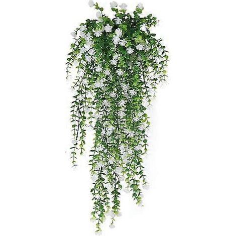 1/2 pièces de vigne de fleurs artificielles suspendues, résistantes aux UV, fausses plantes florales retombantes en plastique, lierre pour la maison, les mariages et l'intérieur1 pièce blanche (1/5)